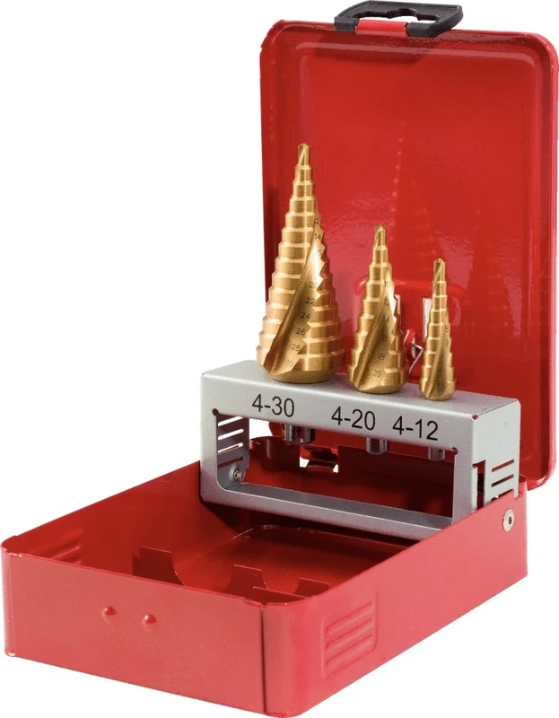 KS Tools 330.2423 HSS TiN Stepped drill set, in metal case 3 pcs