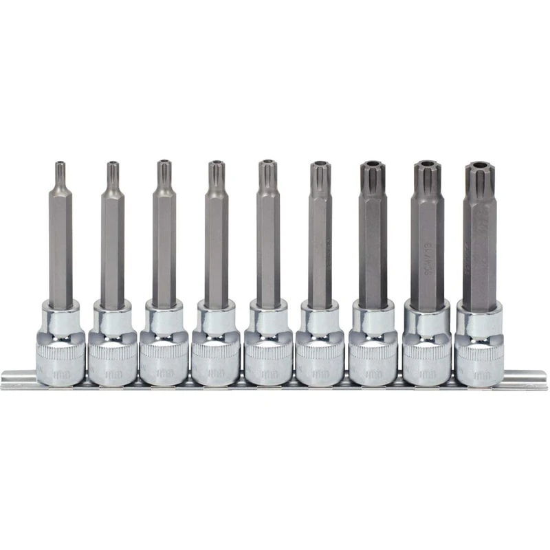 KS Tools 918.1895 1/2-inch Chrome Plus Ribe Bit Sockets Set (9 Pieces)