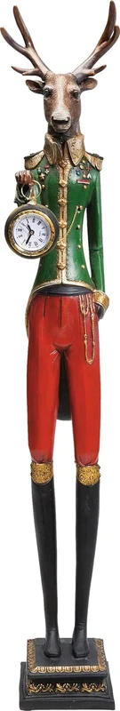 Kare Design Table Clock Gentleman Deer, Silver, Quartz Movement, Analog Clock, Accessoires for Living Room, Bedroom, Hallway, Office, 72x14x13 cm (H/W/D)