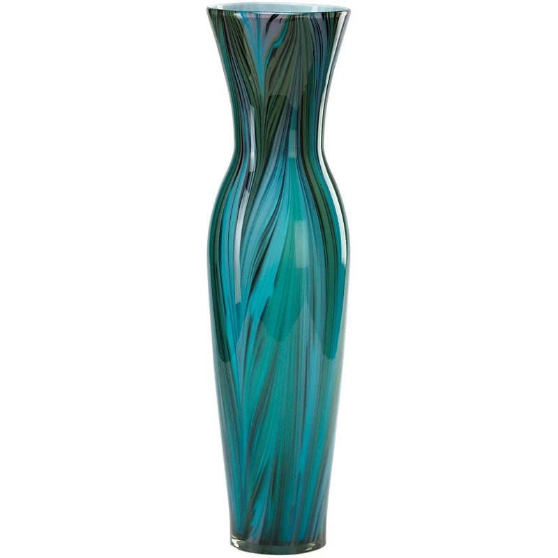 Multi Colored Blue 23In. Tall Peacock Feather Vase