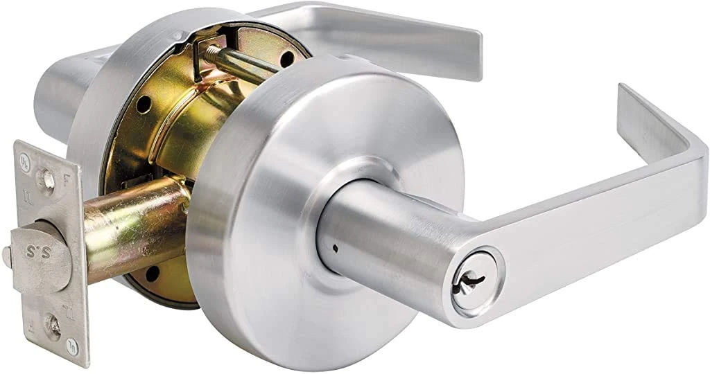 Master Lock SLCHKE26D Heavy Duty Lever Style Grade 2 Commercial Keyed Entry Door Lock with Bump Stop, Brushed Chrome Finish by Master Lock