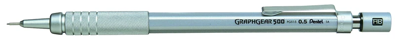 Pentel Graphgear 500 Pack of 12 Mechanical Pencils with Fixed Barrel 4 mm Grey 0.5 mm
