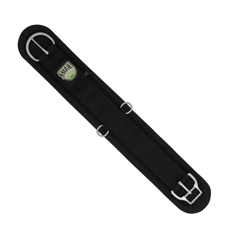 Weaver Equine Straight Smart Horse Cinch, Anti-Slip Felt Lined Saddle Cinch Girth with Smart Cinch Buckle, Western Horse Riding Supplies, Black