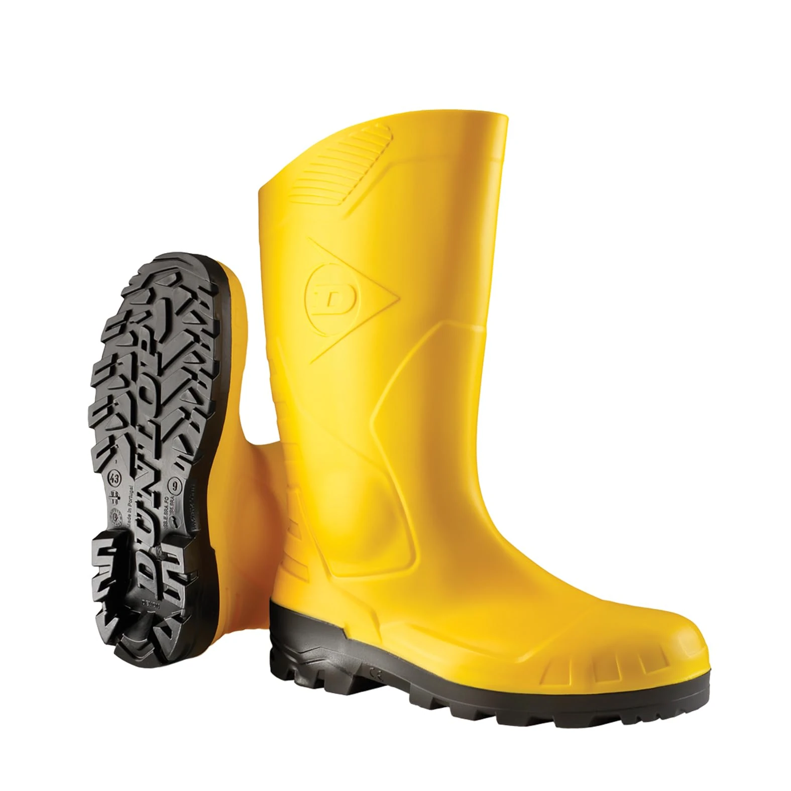 DUNLOP Devon - Unisex Full Safety Waterproof Wellington Work Boots, Yellow, S5 Certified Antistatic and Chemical Resistant PVC Wellies with Steel Toecap for Industrial and Farm Work - EU38, UK5