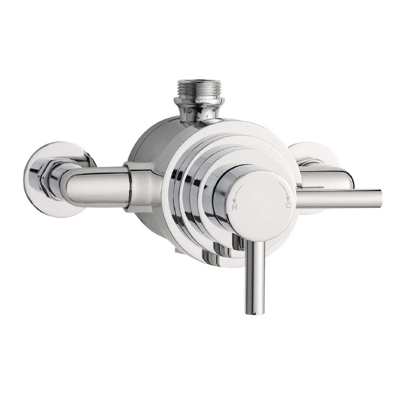 Hudson Reed JTY026 Tec Cross ǀ Modern Bathroom Dual Exposed Valve, 140mm x 155mm, Chrome, Set of 4 Pieces