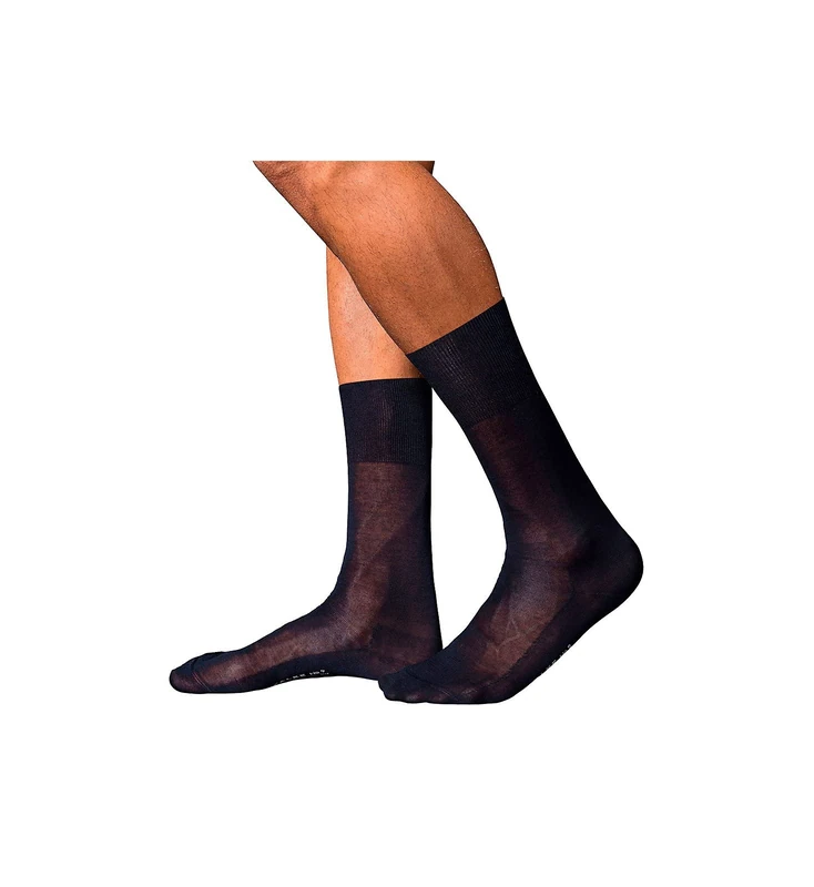 FALKE Men's No. 9 M So Fil D'Écosse Cotton Plain 1 Pair Socks, Blue Dark Navy 6370, 7-8