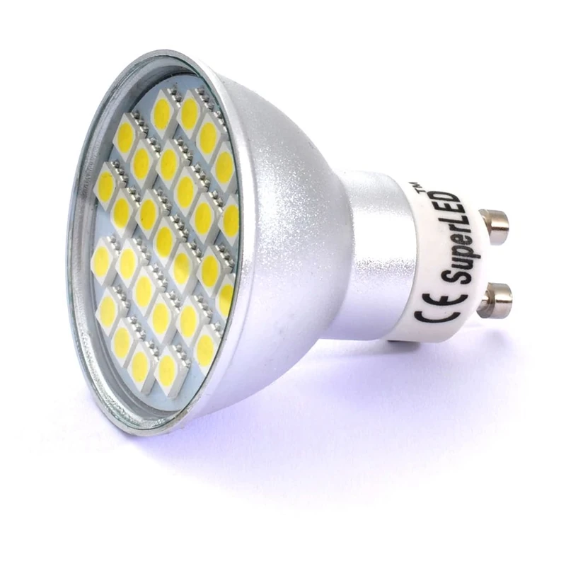 10 x SuperLEDTM GU10 LED BULB 5.5W WITH 27 x 5050 SMD LEDs IN COOL WHITE THE BRIGHTEST SMD BULBS REPLACING 50W HALOGEN BULBS