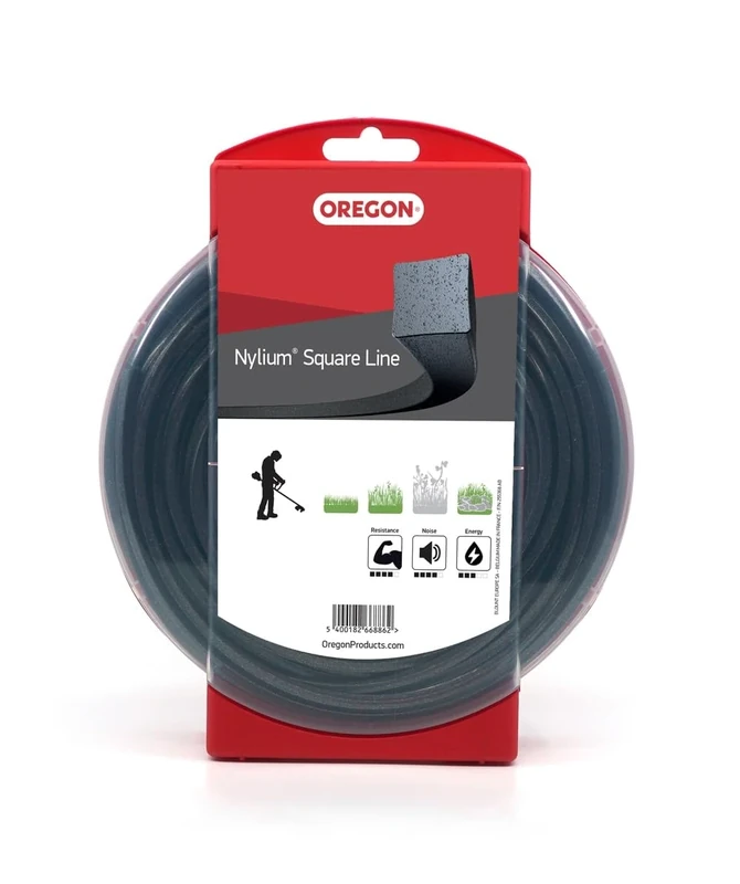 Oregon Square Shaped 3.75mm Strimmer Line with Aluminium Particles, Tackles Grass, Weeds & Thick Vegetation, Professional Heavy Duty Strimmer Wire, Fits Most Standard Models, 3.75 mm x 100m (295314E)