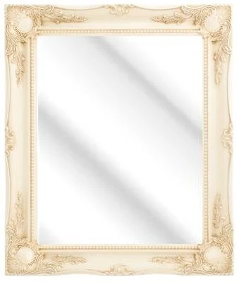 CREAM Swept Frame Wall Overmantle MIRROR Shabby Chic Stlye Lots of Sizes 3 Inch Moulding (36 x 26"), Ivory, 91x66