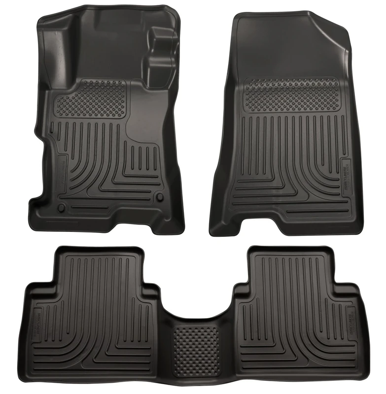Husky Liners Weatherbeater Floor Mats | Fits 2011-2015 Hyundai Sonata (Includes Hybrid) | Front & 2nd Row, 3-pc Black - 98851