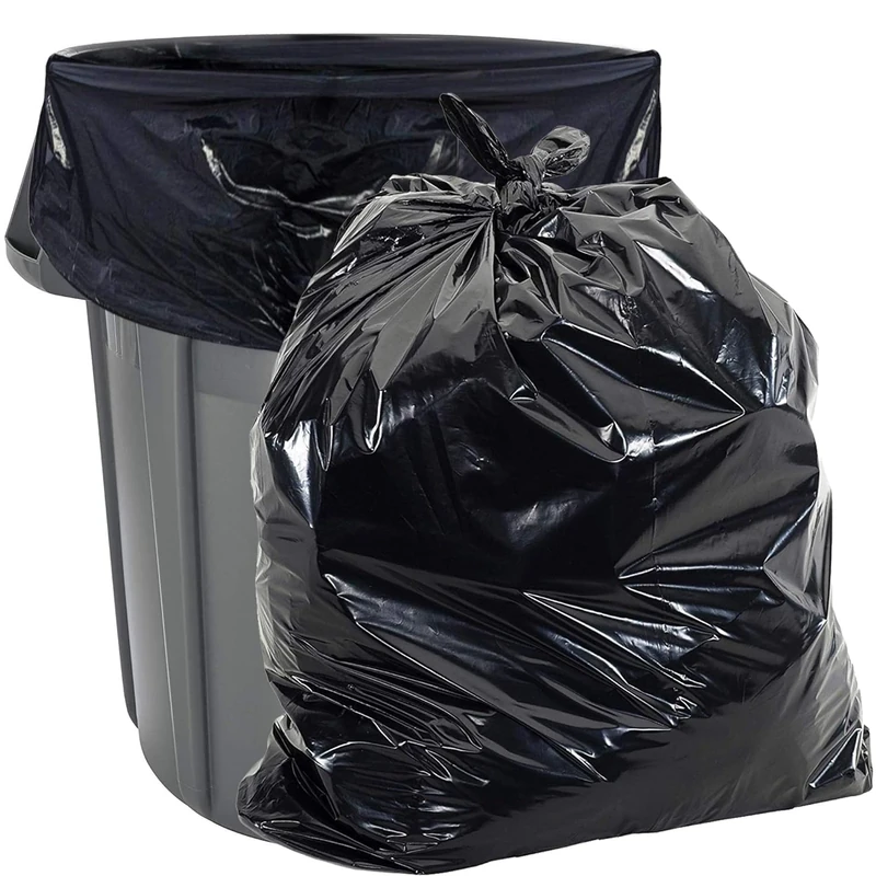 Aluf Plastics PG6-6060 Low Density Repro Blend Gusset Seal Individually Folded Bag, 55-60 Gallon Capacity, 58" Length x 38" Width, Black (Pack of 100)