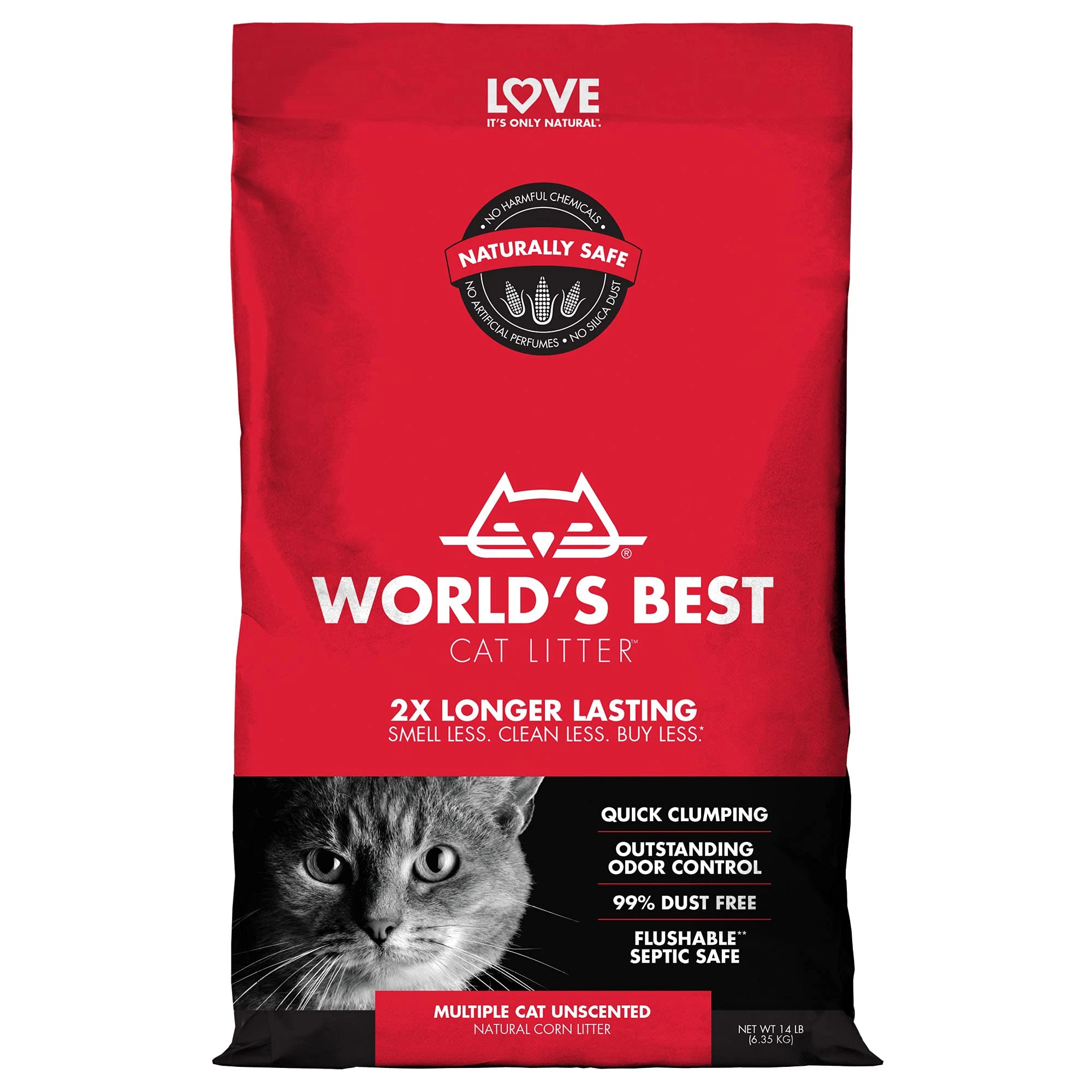 World's Best Cat Litter 14lb (6.36kg) Multiple Cat Unscented