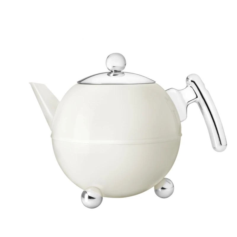Bredemeijer 1.2 L Stainless Steel Teapot Bella Ronde with Chromium Fittings, White - Image 1