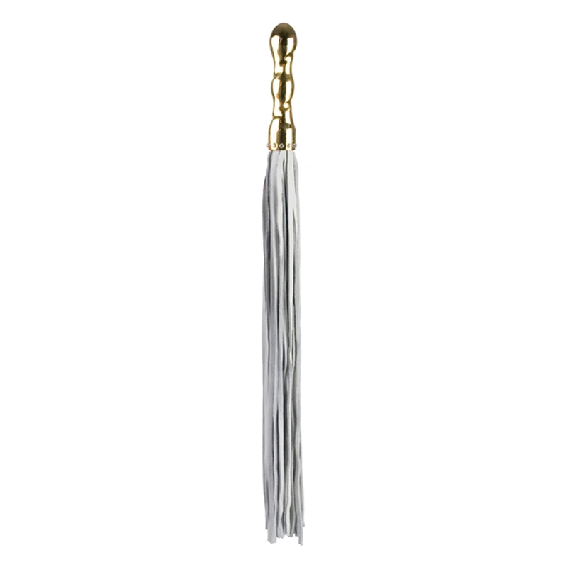 Ouch Deluxe Luxury Whip 18k Gold Handle and Suede Tassels 54cm White