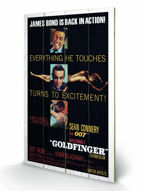 Pyramid International James Bond Goldfinger Excitement, Large Wooden Wall Art