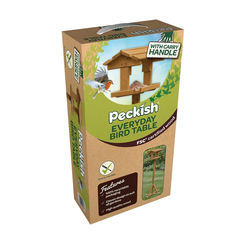 Peckish 60051303 Everyday Bird Table - FSC Wooden, Green, 60 x 60 x 100 cm
