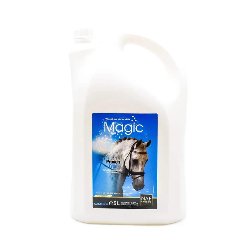 NAF Five Star Magic Liquid 5L – Magnesium-Based Calming Supplement for Horses – With Herbs to Support Focus, Calm Behaviour & Relaxation – Ideal for Stressful Situations or Daily Use