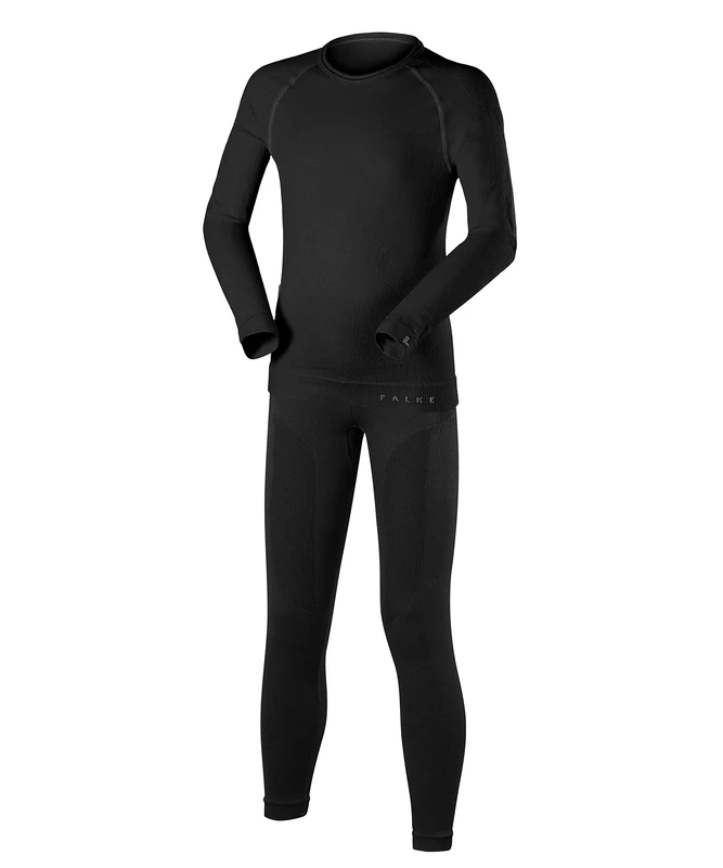 FALKE Unisex Kids Maximum Warm K Uw Functional Yarn Quick Dry 1 Piece Base Layer Set, Black 3000, 12-2.5