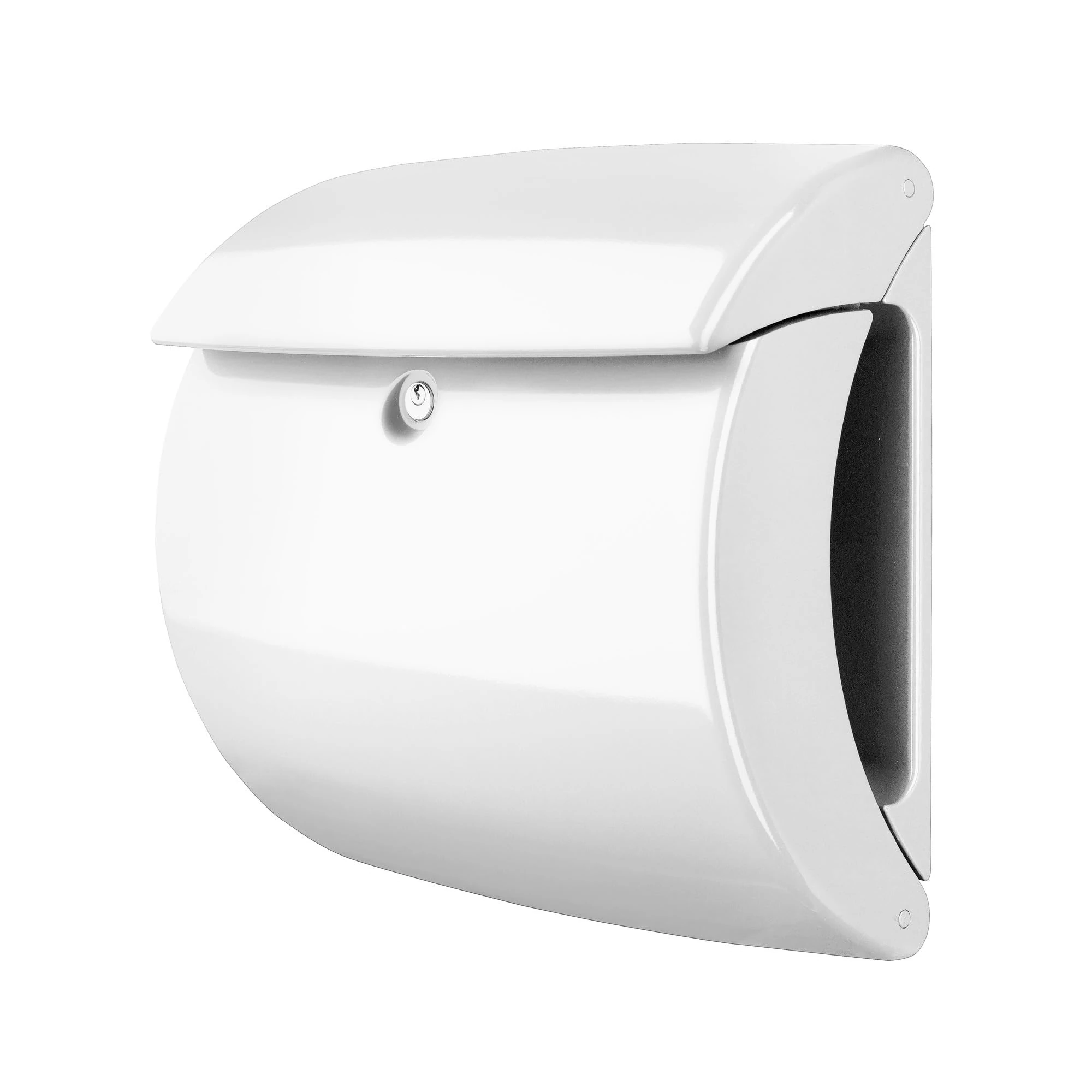 BURG-WÄCHTER Letterbox with Integrated Newspaper Compartment with a Lacquer Finish, A4 Throw-in Format, EU Norm EN 13724, High-Quality Plastic, Piano 886 W, White