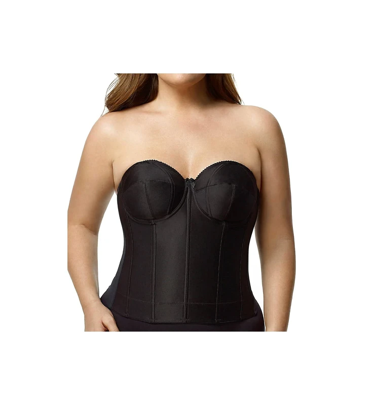 Elila Women's Long Strapless Longline Bra 6421 34E Black