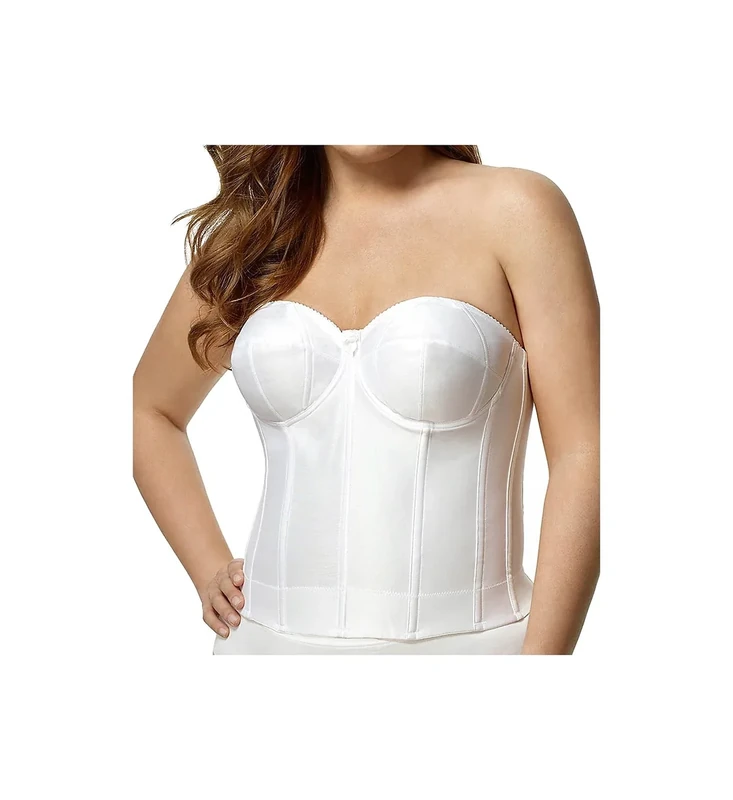 Elila Women's Long Strapless Longline Bra 6421 36H White - Image 1