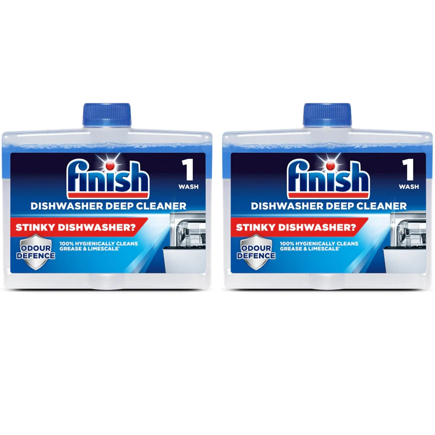 Finish, Dishwasher Cleaner, Fresh Scent, 500ml (250ml x 2 pck), Removes Grease and Limescale, Fights Odour for a Cleaner Hygienic Dishwasher Machine
