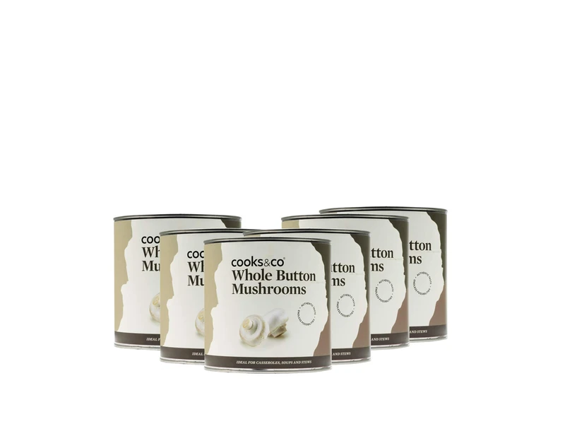 Cooks & Co Whole Button Mushrooms 2.55 Kg (Pack of 6)