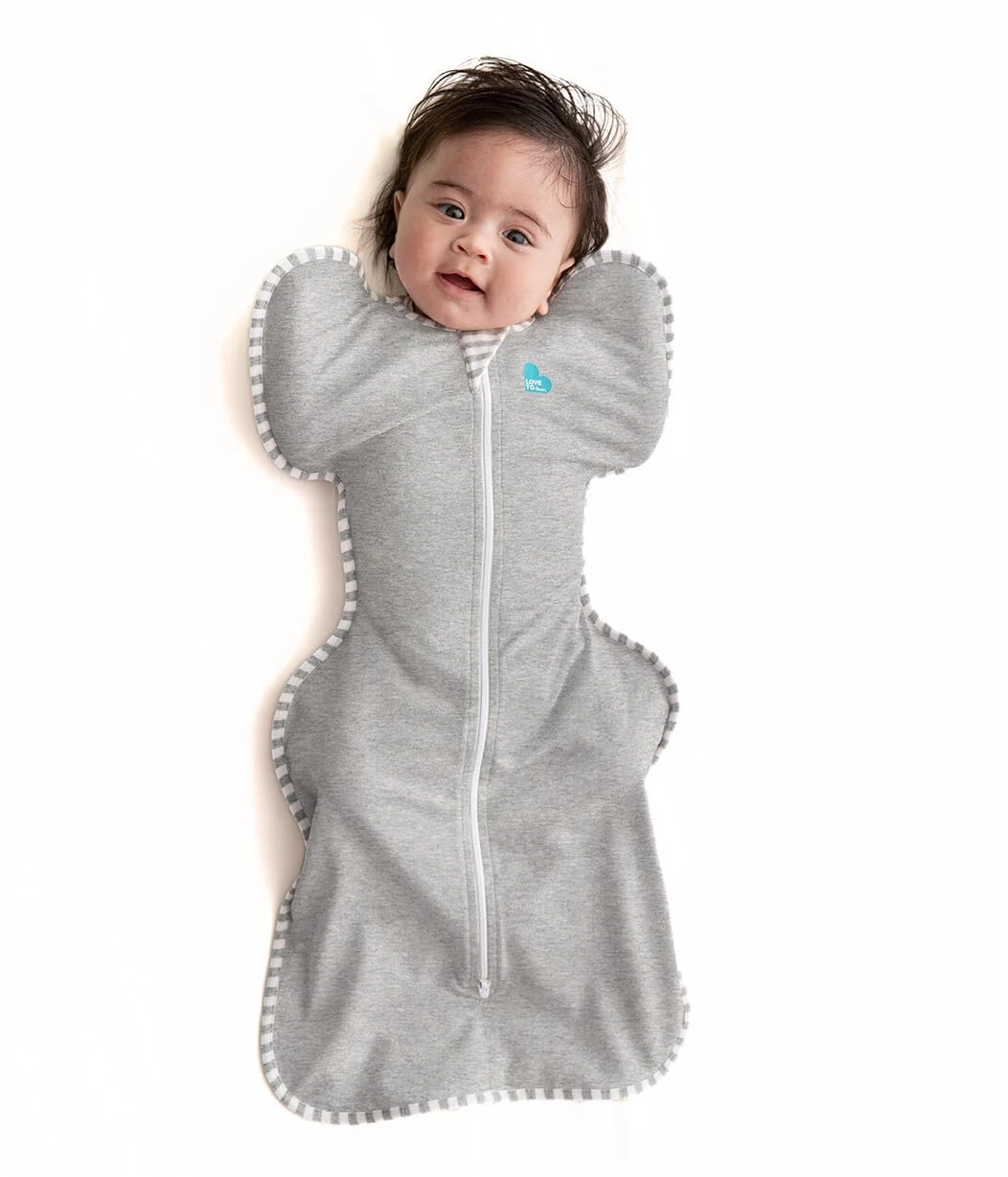Love To Dream™ Swaddle UP™, Small 3.5-6 kg- Grey, Snug Fit, Supports Healthy Sleep Routine, 1.0 Tog - Ideal for 20-24°C Temperatures, Machine Washable Cotton & Double Zip for Easy Nappy Changes