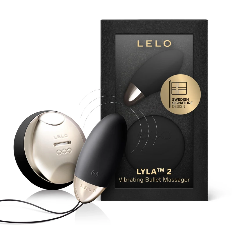 LELO LYLA 2 Bullet Vibrator for Women, Silicone Handheld Massage Toy with Sense Motion Technology, Remote Control Vibrator, Bullet Egg, Vibrating Egg Sex Toy, Black