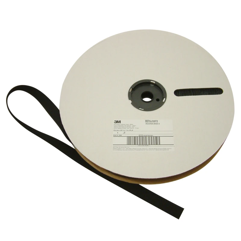 3M Fastener Hook SJ3572, Black, 25 mm x 45.7 m, 3.8 mm