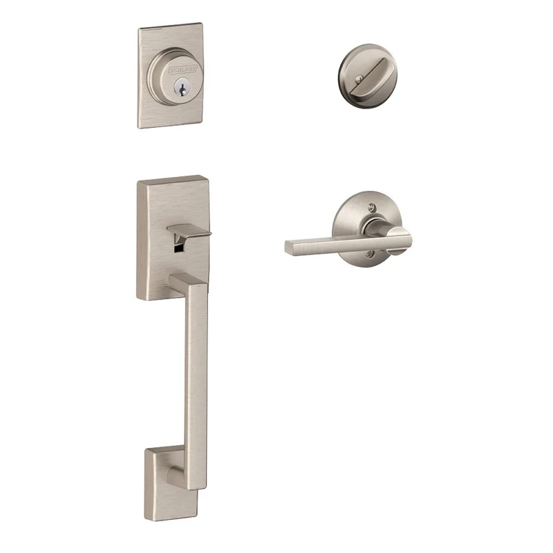 Schlage F60 V CEN 619 LAT Century Handle Set with Latitude Lever Interior, Satin Nickel