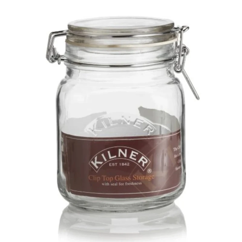 Kilner Square Clip Top Jars 1ltr - Case of 12 | Kilner Preservation Jars, Kilner Storage Jars, Kilner Jam Jars with Cliptop Lid