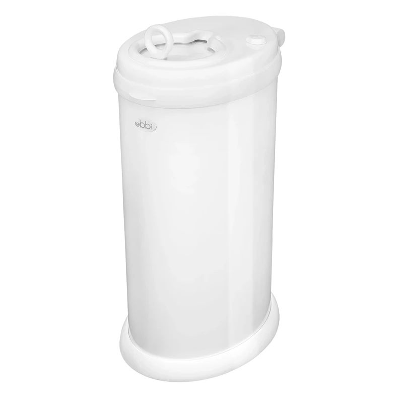 Ubbi Stainless Steel Nappy Bin, Odour Locking, No Special Bag Required, Award-Winning Diaper Pail, Cassette Free Disposal System, White