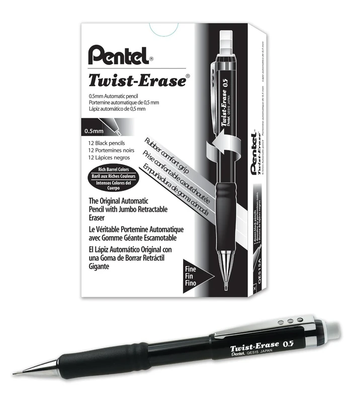 Pentel 0.5mm Twist Erase Mechanical Pencil (Pack of 12), QE515A