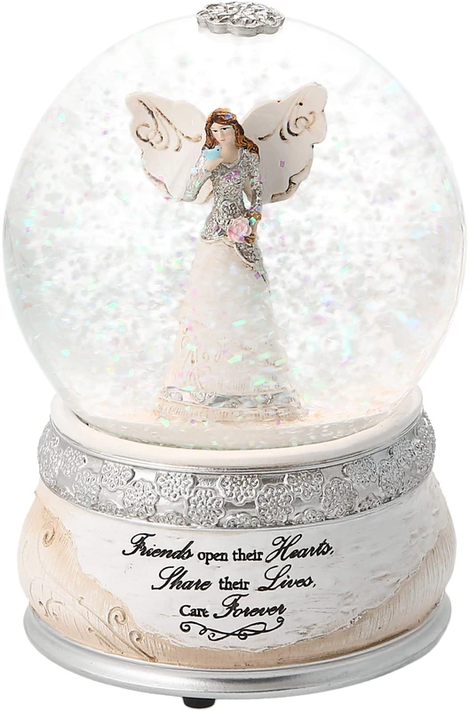 Pavilion Gift Company 82304 Elements Friends Angel Musical Waterglobe, 6-Inch/100mm, Inscription Friends Open Their Hearts Share Their Lives, Care Forever - Image 1