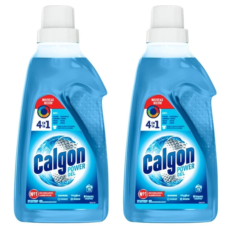 Calgon 4-in-1 Washing Machine Cleaner and Water Softener Gel 750ml, Pack of 2, Removes Limescale, Residue, Dirt, Rust & Malodours, Deep Clean