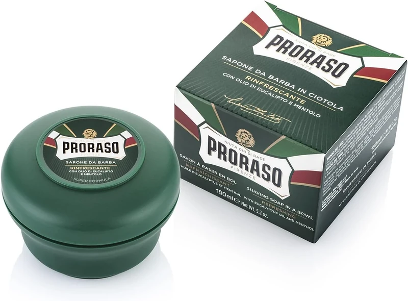 Proraso Shaving Soap in a Bowl, 150ml, Refreshing and Toning Shaving Soap For Men with Eucalyptus Oil and Menthol, Made in Italy, Green