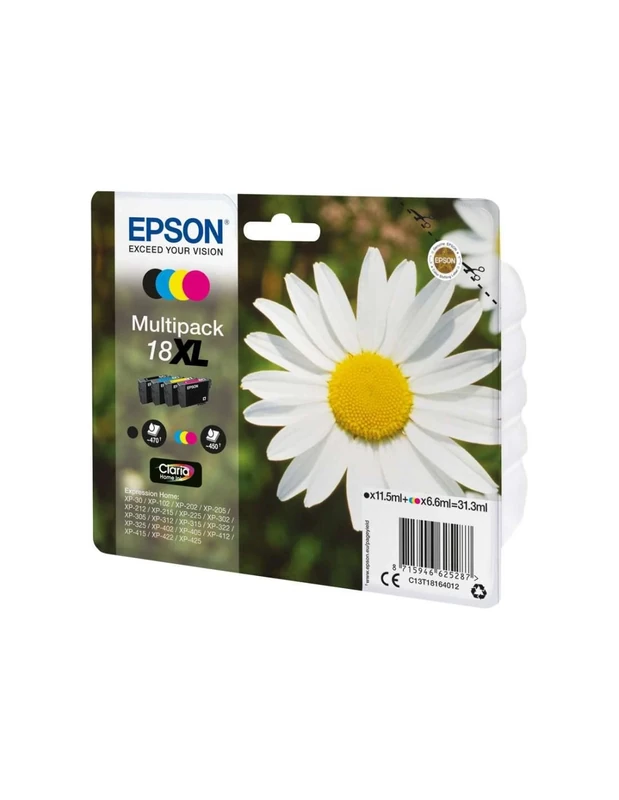Epson 18XL Daisy High Yield Genuine Multipack, 4-colours Ink Cartridges, Claria Home Ink