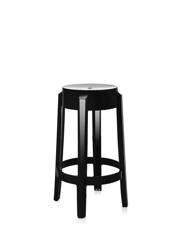 Kartell 4898/E6 Charles Ghost Chairs, Height 65 cm, Black, Pack of 2