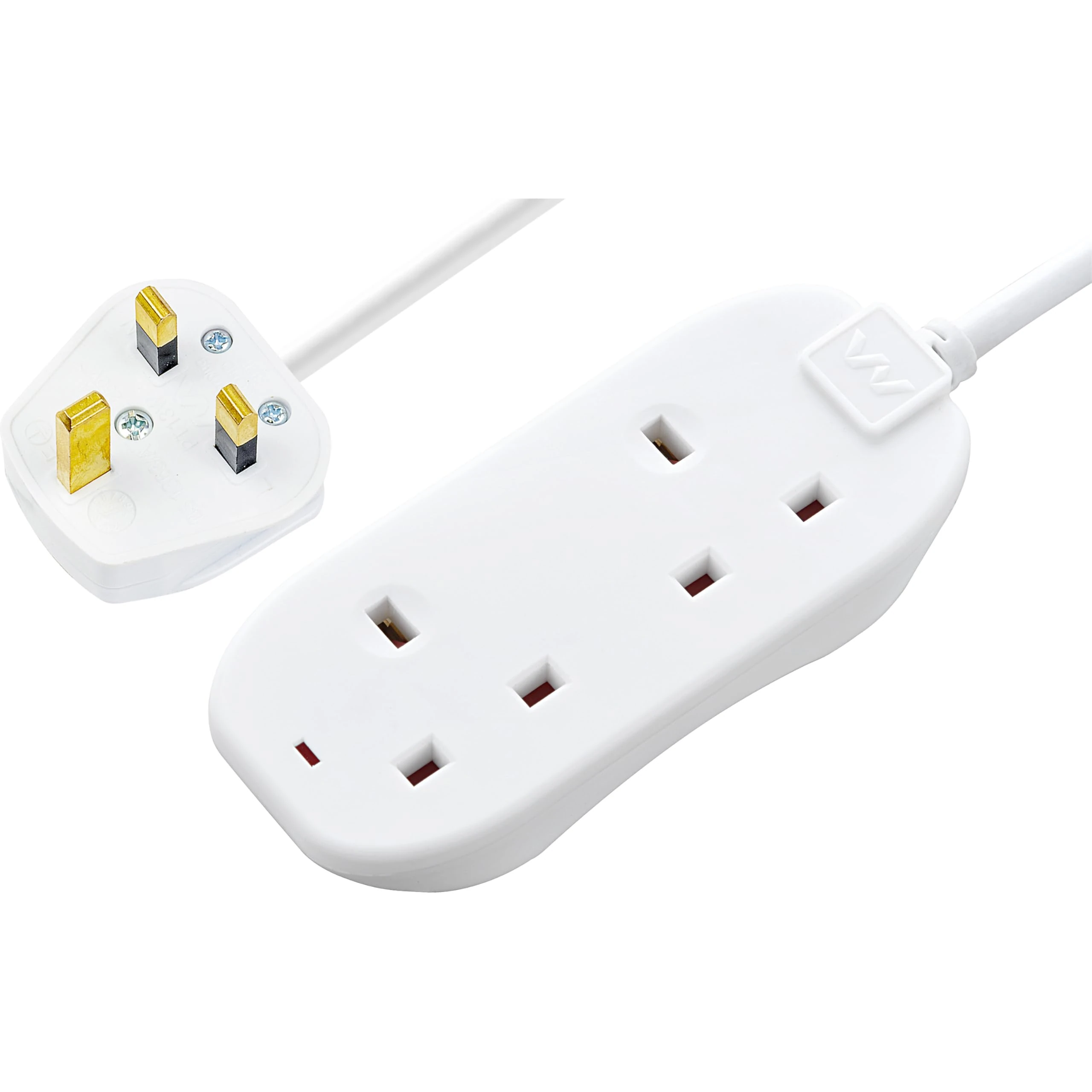 Masterplug Two Socket Double Extension Lead, 10 Metre Cable, Power LED Indicator, Unswitched, 2-Way Plug Extension Cable, Power Strip, Basic Power, White, 13A, 2G, 10m, BTN10N