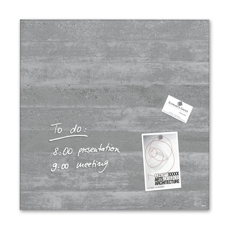 SIGEL GL168 Premium Glass magnetic Board, glossy surface, 48 x 48 cm, easy mounting, Grey - Artverum
