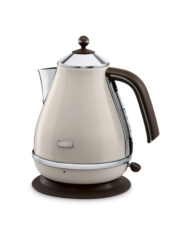 De'Longhi Vintage Icona KBOV3001BG Kettle - Pastel Cream and mahogany finish (color may vary slightly due to photographic effects)