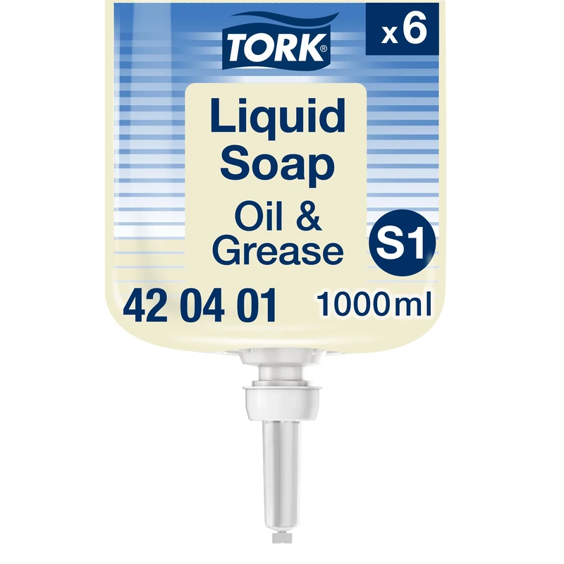 Tork Oil and Grease Liquid Soap S1, Dermatologically Tested, 6 x 1000ml, 420401