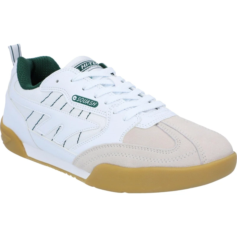 HI-TEC Mens Squash Classic Trainers, White/Dark Green, 3.5 UK