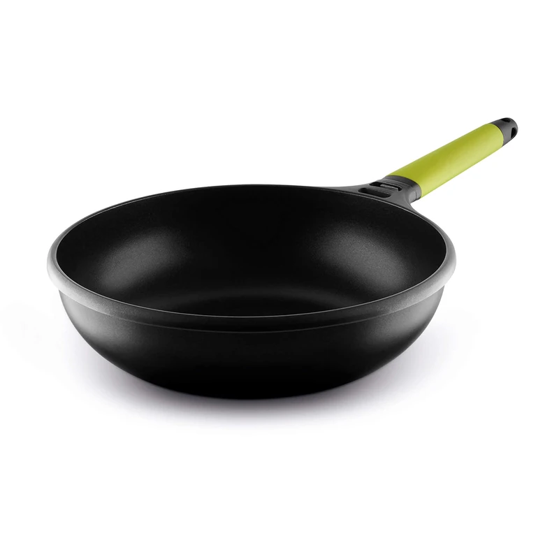 Fundix Castey 28 cm - 4 Litre Nonstick Cast Aluminium Induction Wok with Kiwi Removable Handle