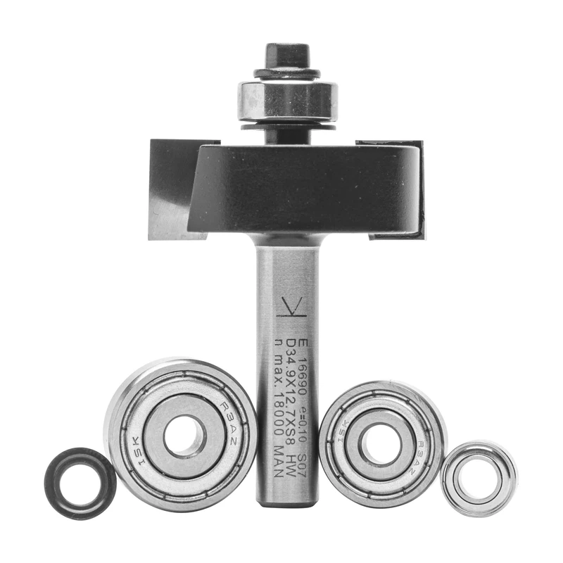 ENT 16690 Rebate Cutter Set tungsten carbide TC, Shank (S) 8 mm, Diameter (D) 34,9 mm, NL 12,7 mm, SL 32 mm, with Ball Bearing - Image 1
