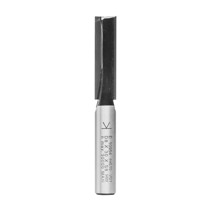 ENT 10954 Straight Cutter TC, Shank (S) 8 mm, Diameter (D) 8 mm, NL 30 mm, SL 32 mm, GL 65 mm, with Tungsten Carbide TC, Centre Tip