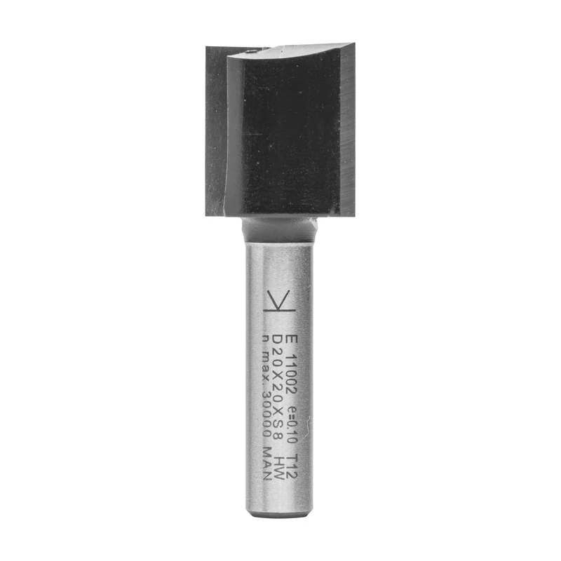 ENT 11002 Straight Cutter TC, Shank (S) 8 mm, Diameter (D) 20 mm, NL 20 mm, SL 32 mm, GL 52 mm, with Tungsten Carbide TC, Centre Tip