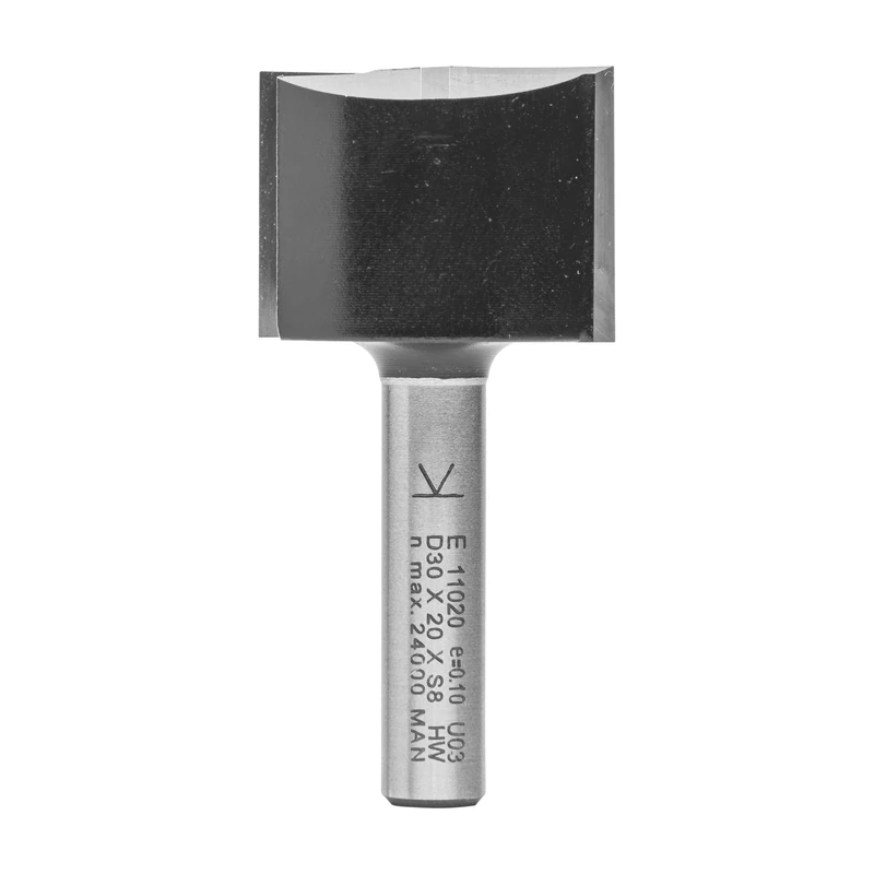 ENT 11020 Straight Cutter TC, Shank (S) 8 mm, Diameter (D) 30 mm, NL 20 mm, SL 32 mm, GL 52 mm, with Tungsten Carbide TC, Centre Tip