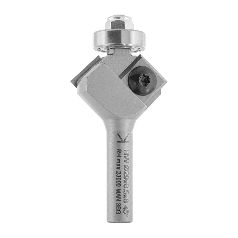 ENT 20293 Inserts Chamfer Cutters Carbide, Shank (S) 8 mm, Diameter (D) 32 mm, NL 12 mm, E 45°, with Ball Bearing